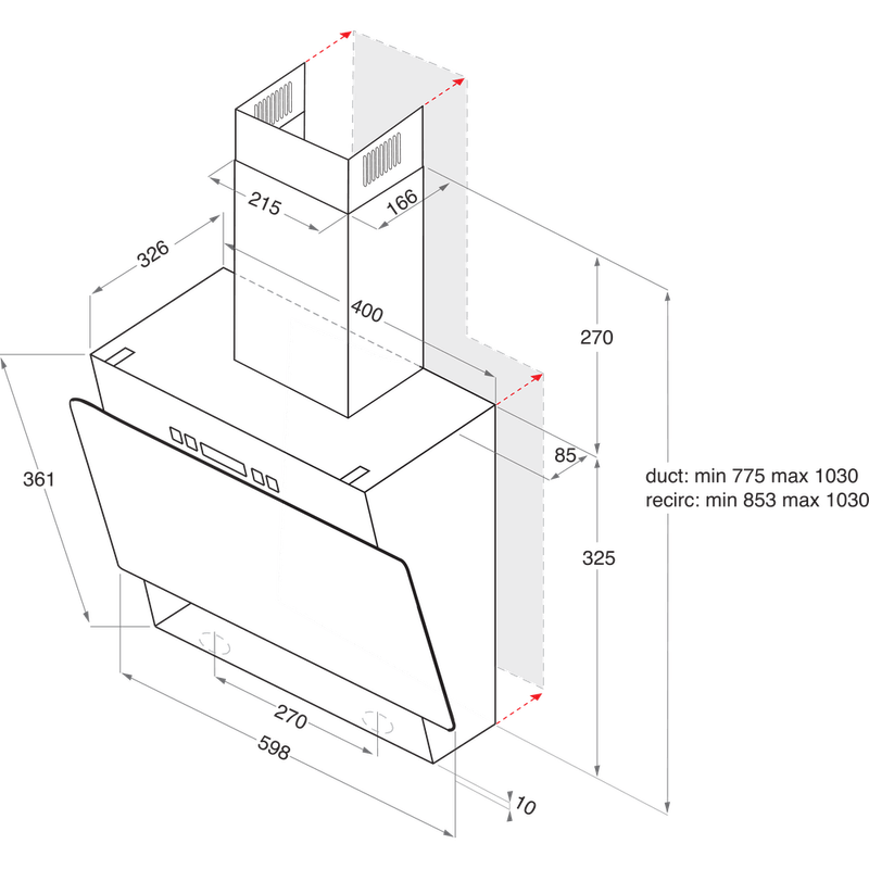 Hotpoint_Ariston-Вытяжной-шкаф-Встраиваемая-RU-HHVP-6.5-LL-K-Черный-Wall-mounted-Электронное-Technical-drawing