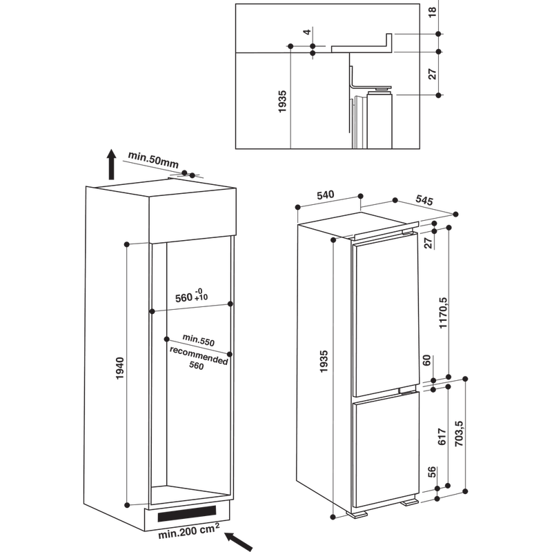 Hotpoint_Ariston-Комбинированные-холодильники-Встраиваемая-BCB-8020-AA-F-C-O3-RU--Белый-2-doors-Technical-drawing
