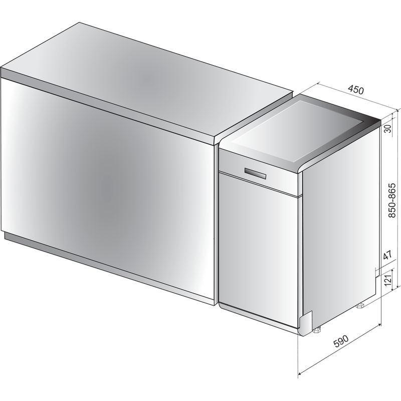 Indesit-Посудомоечная-машина-Отдельностоящий-DSFC-3T117-Отдельностоящий-A-Technical-drawing