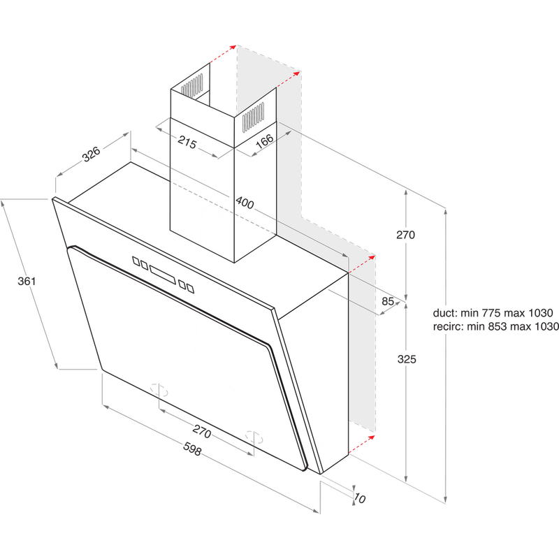 Indesit-Вытяжной-шкаф-Встраиваемый-IHVP-6.4-LL-K-Черный-Wall-mounted-Электронное-Technical-drawing