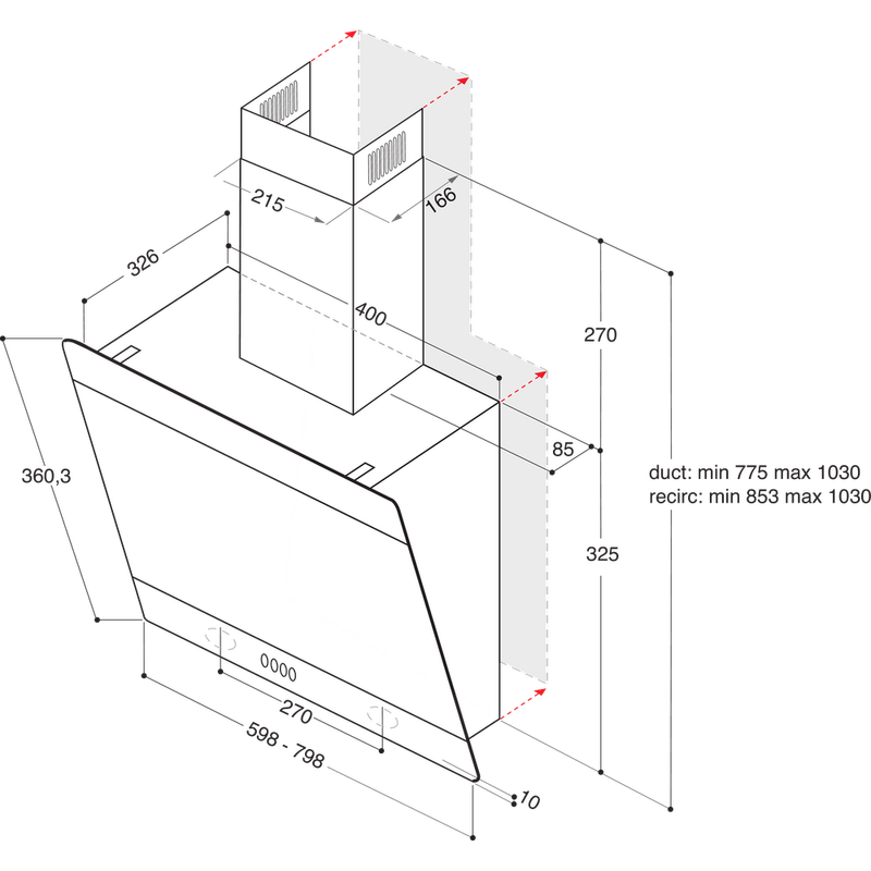 Whirlpool-Вытяжной-шкаф-Встроенная-AKR-038-G-BL-Черный-Отдельно-стоящий-Электронный-Technical-drawing