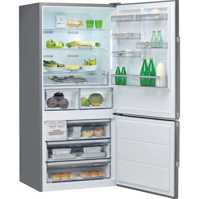 Whirlpool-Холодильник-с-морозильной-камерой-Отдельно-стоящий-W84BE-72-X-Нержавеющая-сталь-2-doors-Perspective-open