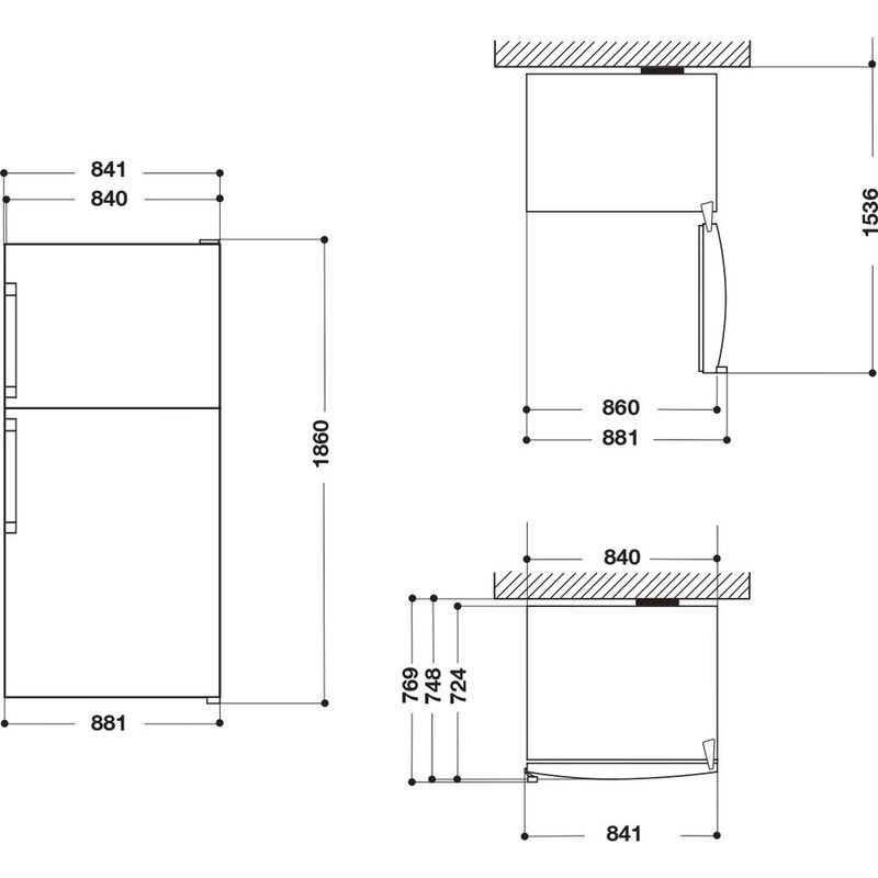 Whirlpool-Холодильник-с-морозильной-камерой-Отдельно-стоящий-W84TE-72-M-Мраморный-2-doors-Technical-drawing
