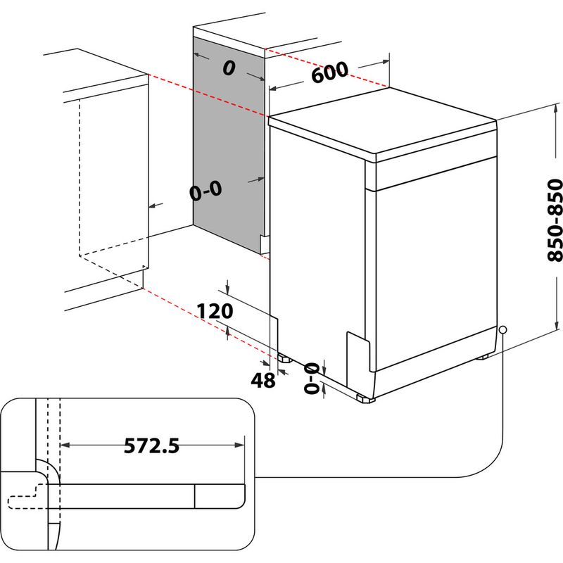 Indesit-Посудомоечная-машина-Отдельностоящий-DFE-1B10-Отдельностоящий-A-Technical-drawing