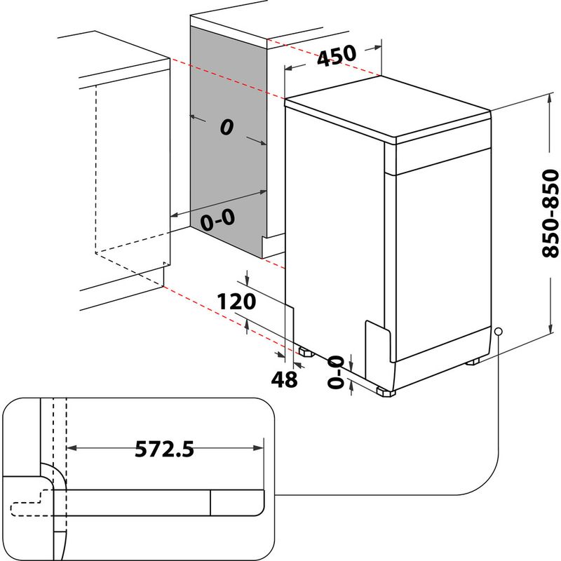 Whirlpool-Посудомоечная-машина-Отдельно-стоящий-WSFO-3O23-PF-Отдельно-стоящий-A-Technical-drawing